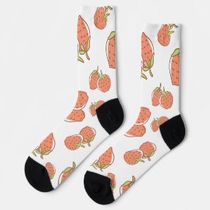Pretty watercolor Cherries pink and white Socks