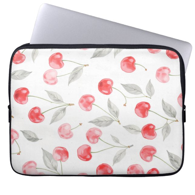 Pretty Watercolor cherry fruit Pattern Laptop Sleeve (Front)