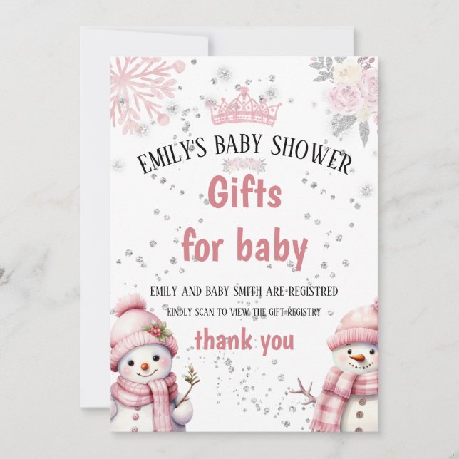Pretty Watercolor Christmas Flowers Baby Shower Holiday Card (Front)