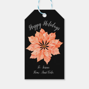Pretty Watercolor Christmas Pointsettia Flower Gift Tags