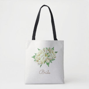 Pretty Watercolor Cream Peonies Tote Bag