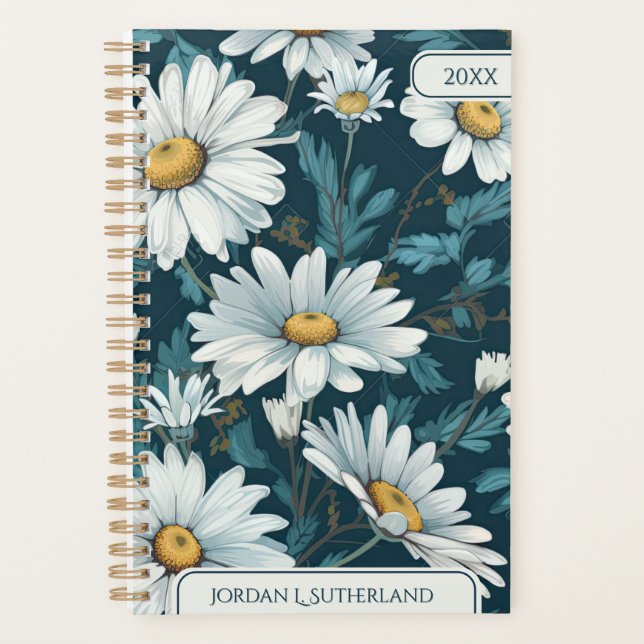 Pretty Watercolor Daisy Personalised Logo Planner (Front)