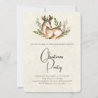Pretty Watercolor Deer Laying Down Boho Christmas