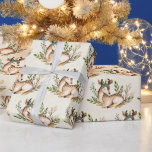 Pretty Watercolor Deer Laying Down Boho Christmas Wrapping Paper<br><div class="desc">Wrapping paper with a pretty deer laying down surrounded by leafy flora. Rustic Boho style design.</div>