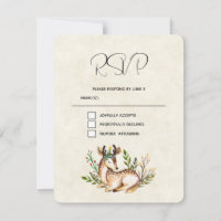 Pretty Watercolor Deer Laying Down Boho Wedding