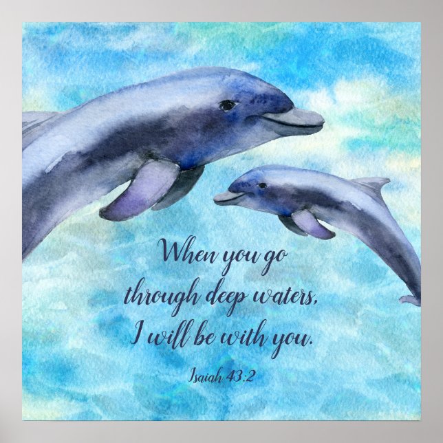 Pretty Watercolor Dolphins Poster (Front)