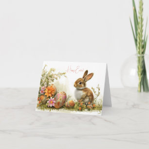 Pretty Watercolor Easter Bunny Holiday Card