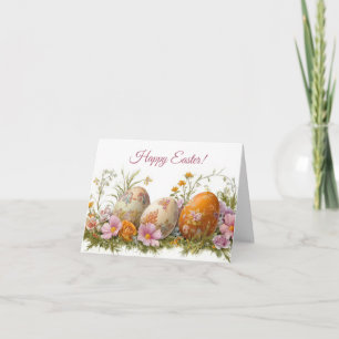 Pretty Watercolor Easter Eggs Holiday Card