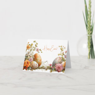 Pretty Watercolor Easter Eggs Holiday Card