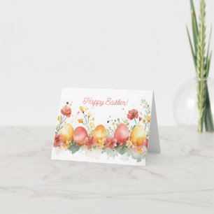 Pretty Watercolor Easter Eggs Holiday Card