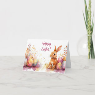Pretty Watercolor Easter Eggs Holiday Card