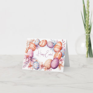 Pretty Watercolor Easter Eggs Holiday Card