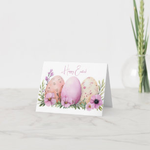 Pretty Watercolor Easter Eggs Holiday Card