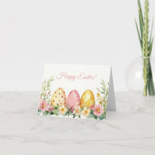 Pretty Watercolor Easter Eggs Holiday Card