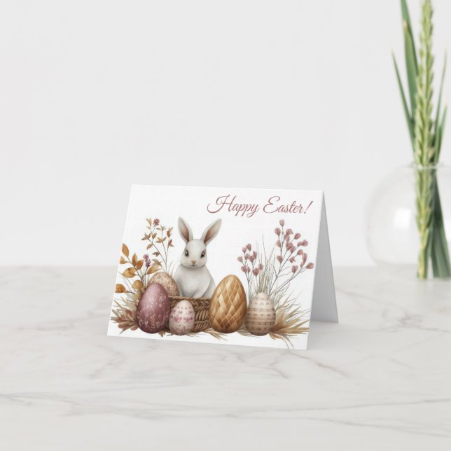 Pretty Watercolor Easter Eggs Holiday Card (Front)