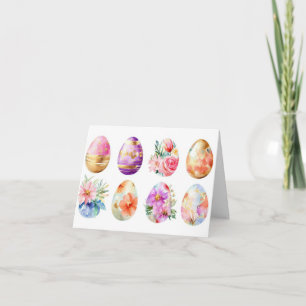 Pretty Watercolor Easter Eggs Holiday Card