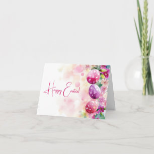 Pretty Watercolor Easter Eggs Holiday Card