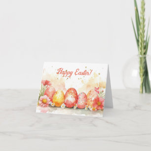 Pretty Watercolor Easter Eggs Holiday Card