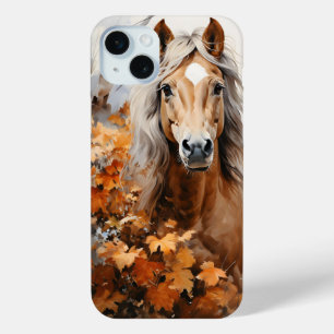 PRETTY WATERCOLOR FALL THEMED HORSE iPhone 15 MINI CASE