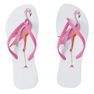 Pretty Watercolor Flamingo Tropical Bird Jandals