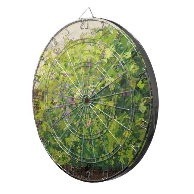 Pretty Watercolor Floral Bush Graphic Art Painting Dartboard (Front Right)
