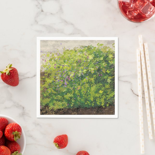 Pretty Watercolor Floral Bush Graphic Art Painting Napkin (Insitu)