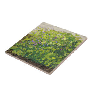 Pretty Watercolor Floral Bush Graphic Art Painting Tile