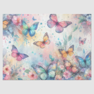 Pretty Watercolor Floral Butterflies Tissue Paper