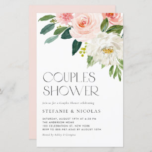 Pretty Watercolor Floral Couples Shower Invitation
