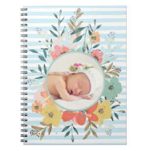 Pretty Watercolor Floral Custom Photo Notebook