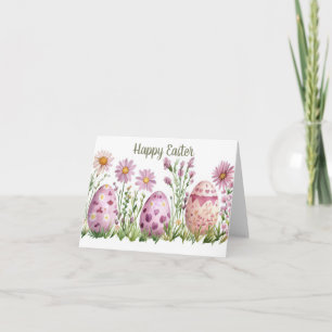 Pretty Watercolor Floral Easter Egg Holiday Card