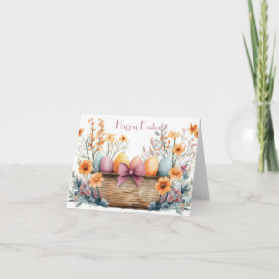 Pretty Watercolor Floral Easter Egg Holiday Card