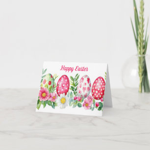 Pretty Watercolor Floral Easter Egg Holiday Card