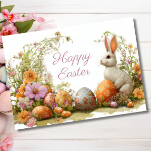 Pretty Watercolor Floral Easter Egg Holiday Card
