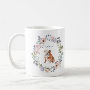Pretty Watercolor Floral   English Bulldog Dog Coffee Mug