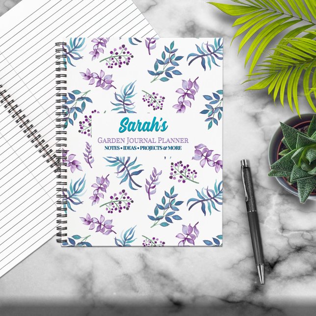 Pretty Watercolor Floral Garden Personalized  Notebook (Creator Uploaded)