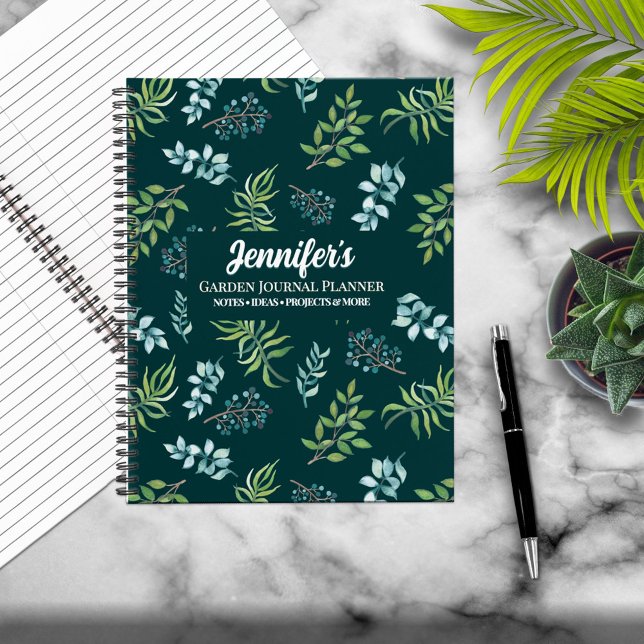 Pretty Watercolor Floral Garden Personalized  Notebook (Creator Uploaded)