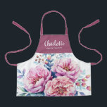 Pretty Watercolor Floral Girls Chef Training Apron<br><div class="desc">This pretty personalised apron features a beautiful floral design in pinks, blue, periwinkle, purple, and peach. The top and straps are a solid matching mauve colour, but they can be customised to any colour you'd like. Easy to customise for a unique gift, perfect for the young chef or baker! For...</div>