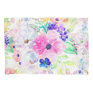 Pretty watercolor floral hand paint design pillowcase