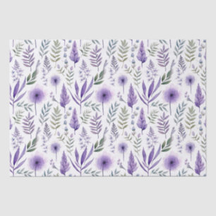 Pretty Watercolor Floral Lavender Purple Botanical Tissue Paper