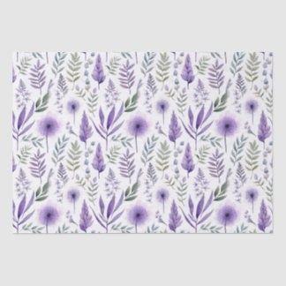 Pretty Watercolor Floral Lavender Purple Botanical Tissue Paper