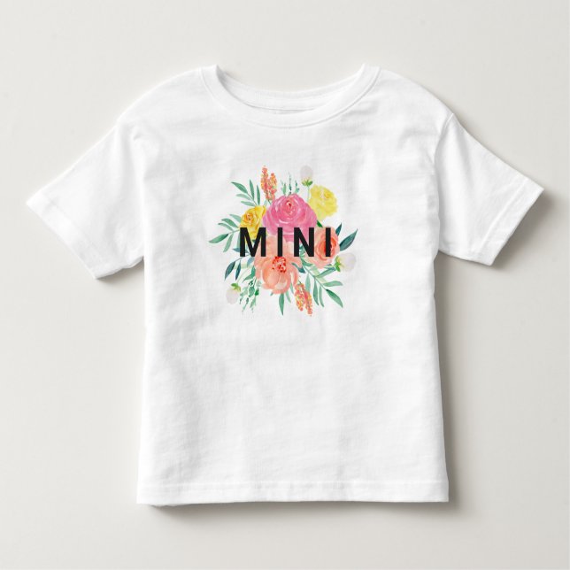 Pretty Watercolor Floral MINI Matching Toddler T-Shirt (Front)