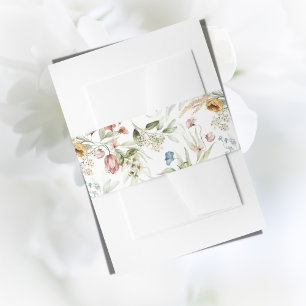 Pretty Watercolor Floral Modern Invitation Belly Band