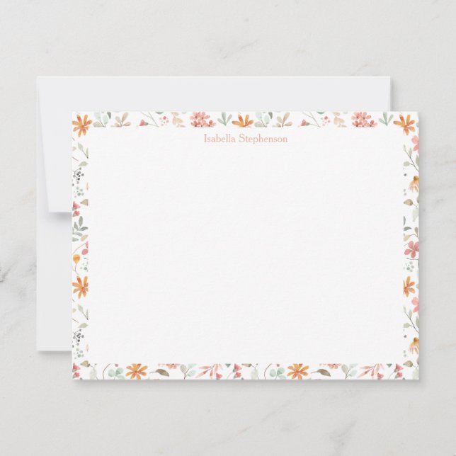 Pretty Watercolor Floral Pastel Personalised Card (Front)