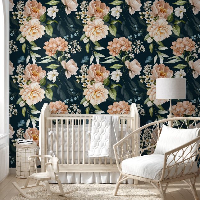 Pretty Watercolor Floral Peony Elegant Wallpaper (Kids)