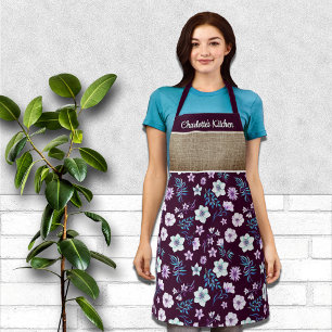 Pretty Watercolor Floral Personalised First Name Apron