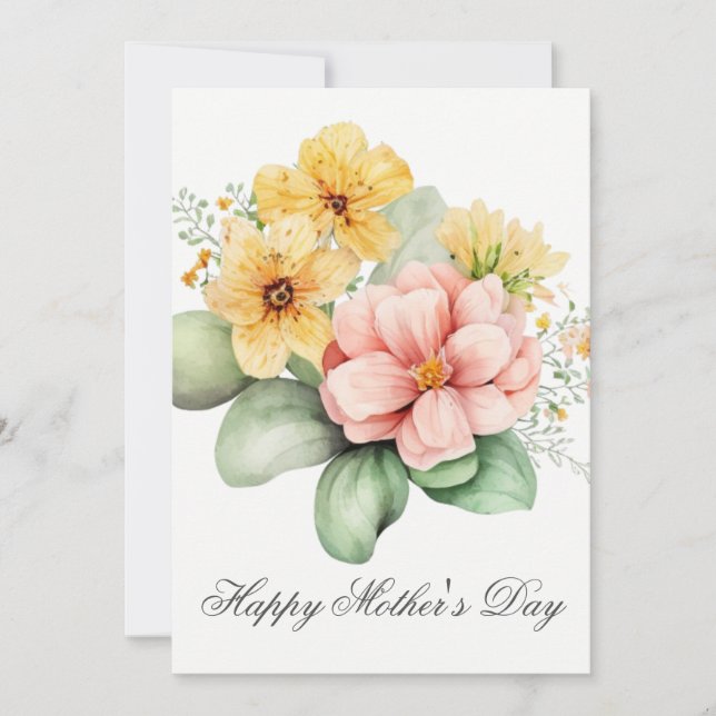 Pretty Watercolor Florals Mothers Day Card (Front)