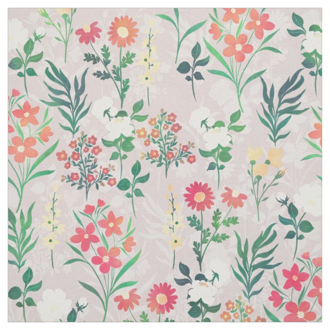 Pretty Watercolor Flowers Botanical Fabric (Swatch)