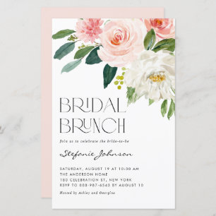 Pretty Watercolor Flowers Bridal Brunch Invitation
