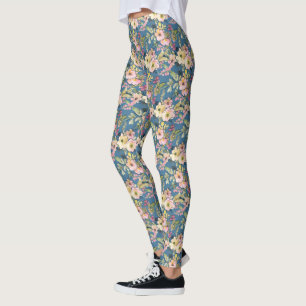 Pretty Watercolor Flowers Doodle Leggings